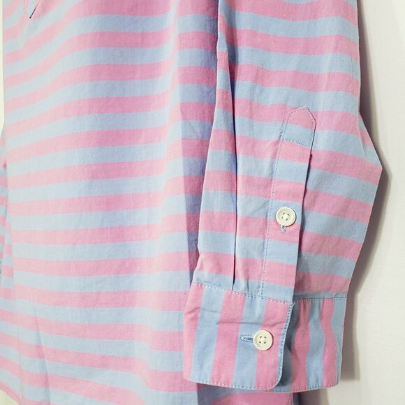Vineyard Vines Womens Top Sz 6 Coastside Stripe Popover Light Magenta 3/4 Sleeve - Picture 4 of 12